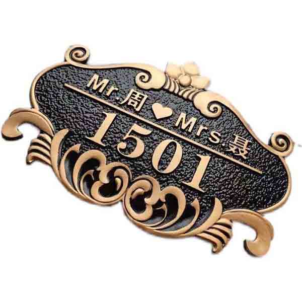 復古仿古銅門藝術雕刻門牌號│高端姓氏牌定製