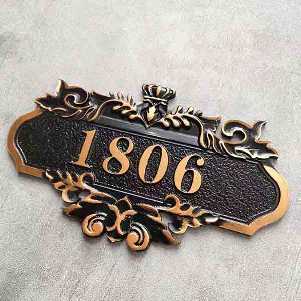 復古仿古銅門藝術雕刻門牌號│高端姓氏牌定製